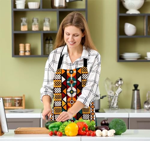 African Ancient Ethnic with Tribal Motifs Kitchen Apron - Image 5