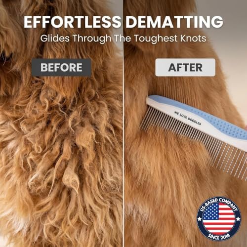 Metal Comb for Dogs, Dog Grooming Detangler Combs For Matted Hair, 2 Pack - Image 6
