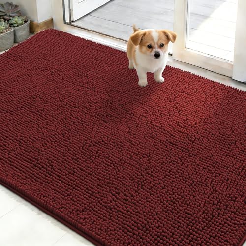OLANLY Dog Door Mat for Muddy Paws 50x30, Super Absorbent Chenille Mud Mat by OLANLY