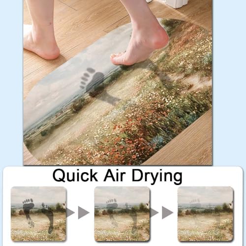 Field with Blooming Flowers Super Absorbent Quick-Drying Bathroom Mat Rug - Image 5