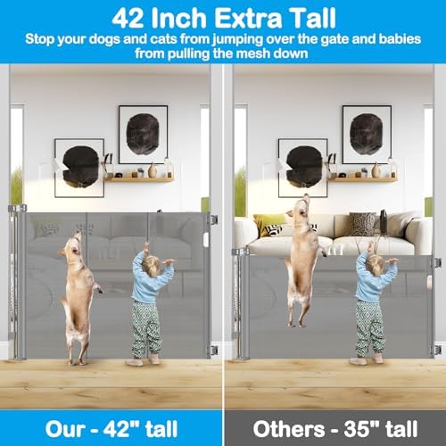 42 Inch High Retractable Baby Gates Extra Tall Retractable Pet Gate - Image 3