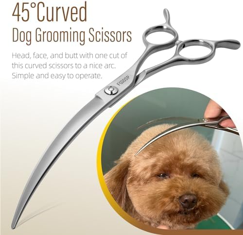 45°Curved Dog Grooming Scissors Curved Thinning Shears 2PCS Combo - Image 3