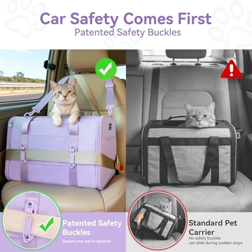 PETSFIT Large Cat Carrier with Patented Safety Buckles, Big Cats Up to 20 lb - Image 2