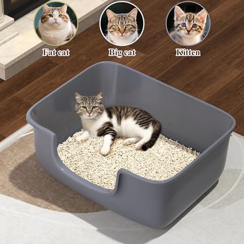 Large Cat Litter Box with High Sides, Open Kitty Litter Boxes Anti-Splashing - Image 5