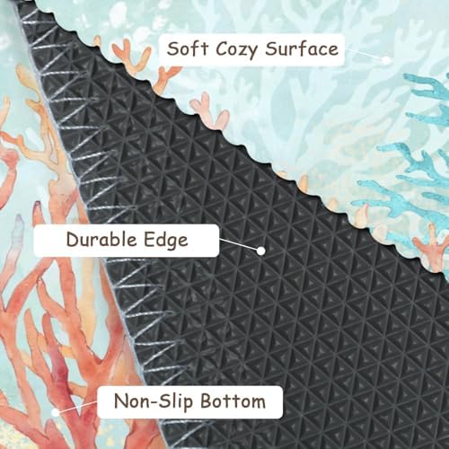 Giwawa Coastal Coral Bath Rug Beach Ocean Bathtub Mat Extra Absorbent Washable - Image 4