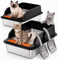 Jotesnew 2 Pack Small Stainless Steel Cat Litter Boxes by 2PackXLStainlessSteelCat