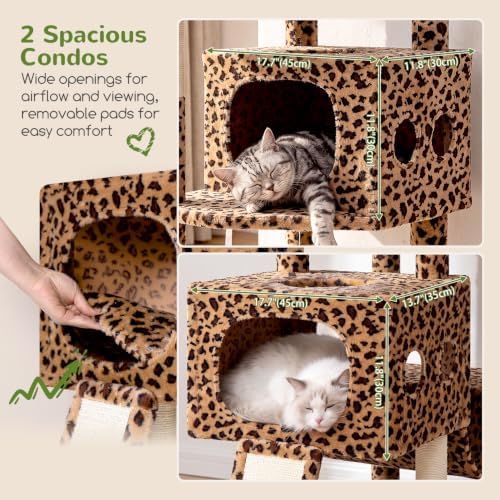 Globlazer 83inch Sturdy Multi-Level Tall Cat Tower, Leopard Print - Image 2
