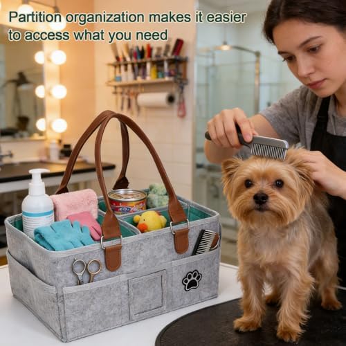Felt Dog Grooming Bag, Pet Portable Tote Bag - Image 2