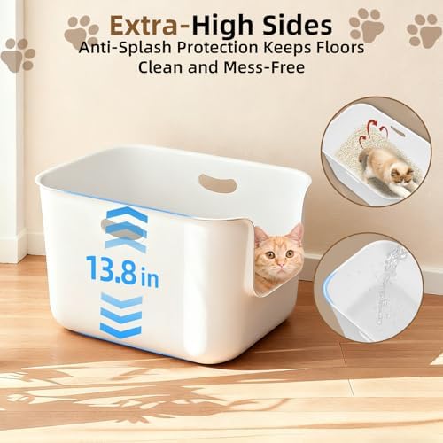 Extra Large High Sided Litter Box, 22.6"×14.8"×13.8" XL Cat Litter Box - Image 2
