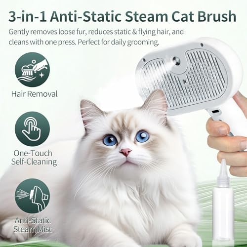 3-in-1 Self-Cleaning Shedding Steam Brush - Image 2