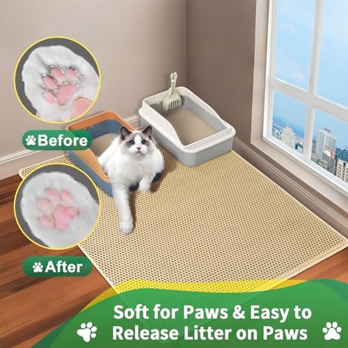 GRELY XL 47 x 28 Extra Large Double Layer Cat Litter Mat, Kitty Box Mat - Image 4