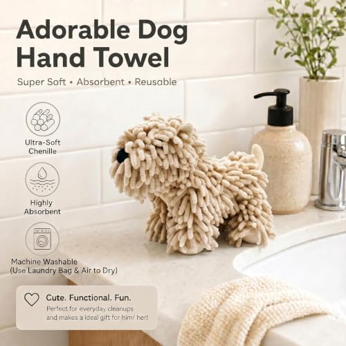 Chenille Dog Hand Towel Fuzzy Ball Dog Towel Animal Hand Towels - Image 2