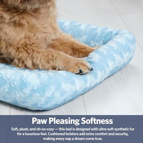QuietTime by MidWest 24" Dog Crate Bolster Bed, Fashion Blue, Small Breeds - Image 4