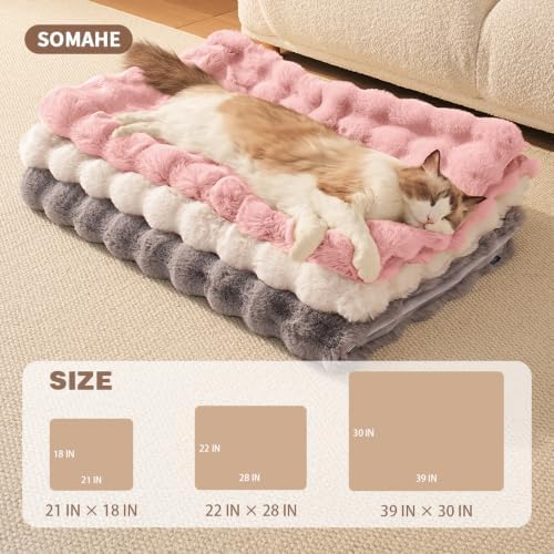 SOMAHE Soft Faux Fur Pet Blanket, Medium 28x22 Soft Pink - Image 3