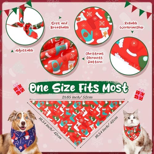 120 Pcs Christmas Dog Bandana Bulk Xmas Pet Scarf Assorted - Image 2