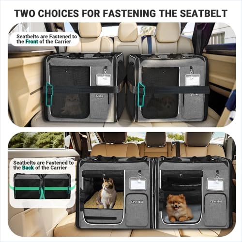 Petskd 2 in 1 Double Cat Car Travel Carrier - Image 3
