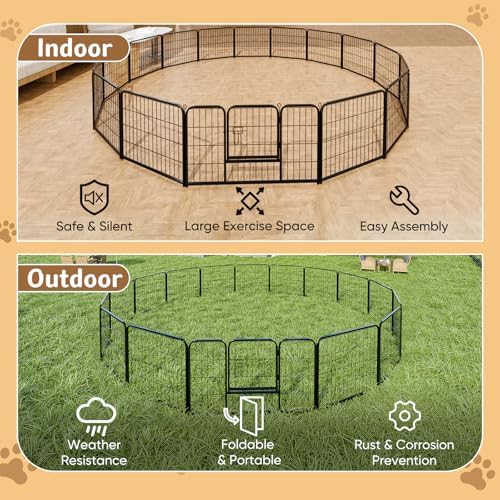 DUMOS Dog Playpen 16 Panels 40 Inch Indoor Outdoor Metal Pet Fence - Image 6