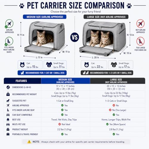 Large Pet Carrier for Cats and Small Dogs, Soft-Sided Travel Carrier - Image 3