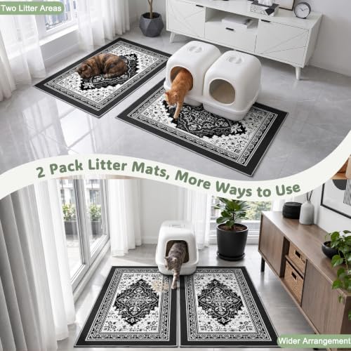 Bienbee Cat Litter Mat, 2 Pack 33" x 22" Machine Washable - Image 5