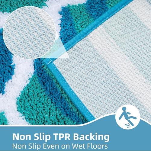 Blue Seashell Beach Bathroom Runner Rugs Non Slip Absorbent - Image 6
