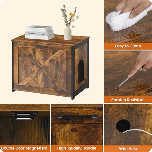 Dwanton Cat Litter Box Enclosure, Hidden Litter Box Furniture, 27.6 Inches - Image 6