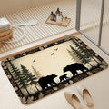 Forest Bear Family Bath Mat, Fast Drying Retro Animal Bathmats by Unknown