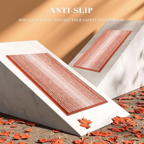 BSICPRO Fall Bathroom Rugs Sets 2 Piece, Non Slip Bath Mats, Sunset Orange - Image 5