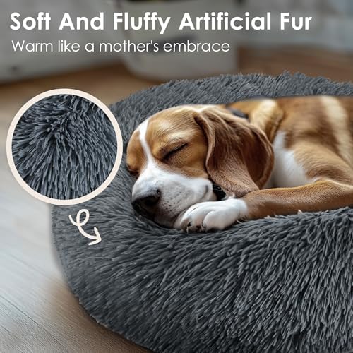 28in Large Dog Bed, Calming Donut Bed - Image 5