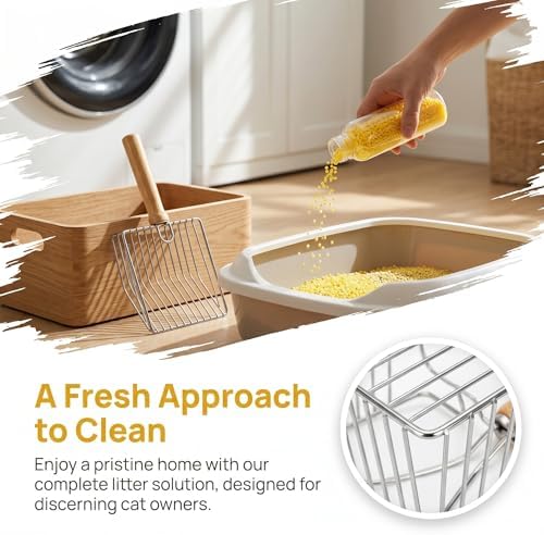 Premium Cat Litter Scoop with Stainless Steel Frame and Wooden Handle - Image 6