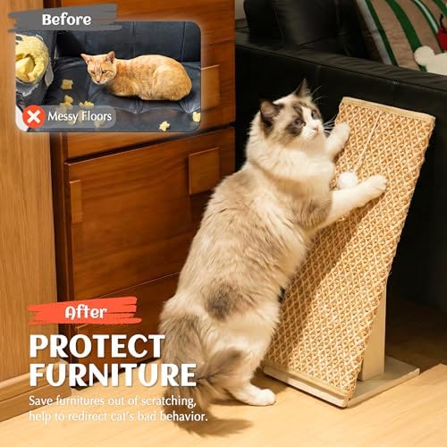 PETKARAY Inclined Cat Scratcher Ramp, 24.8'' Sisal Cat Scratcher - Image 5