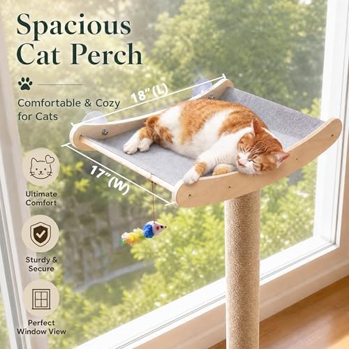 Cat Window Perch with Scratching Posts, 46-Inch Wooden Tree - Image 4