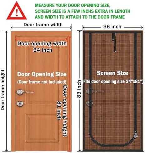 Reinforced Cat Screen Door, Fits Door Opening Size 34''x 81'', Thickened Cat - Image 2