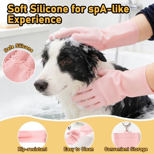 Hair Removal Glove & Pet Grooming Gloves 2 Pair, Upgrated Silicone Pet Hair - Image 3