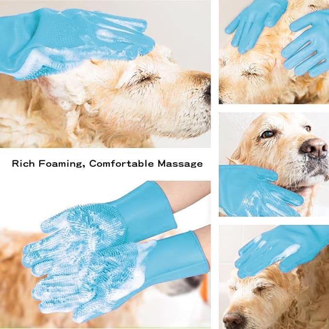 Pet Grooming Gloves, Heat Resistant Silicone Gloves，Silicone Hair Removal Mitt - Image 6
