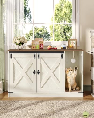 Hzuaneri Cat Litter Box Enclosure, Hidden Litter Box Cabinet Furniture - Image 2