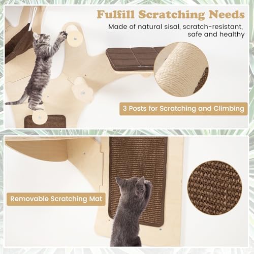 Tangkula Cat Wall Shelves, 4-Layer Wall-Mounted Cat Tree - Image 4
