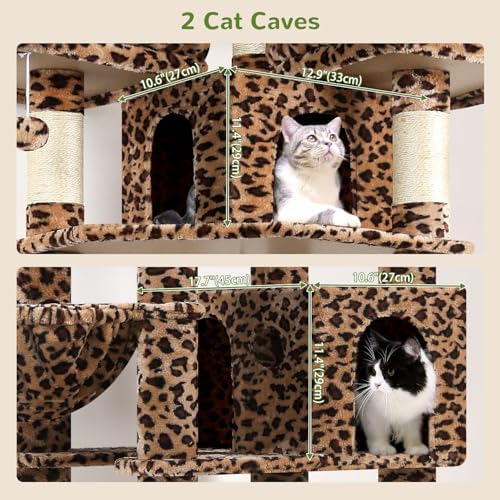 Globlazer Cat Tree Tower for Multiple Adult Cats, Leopard Print - Image 4