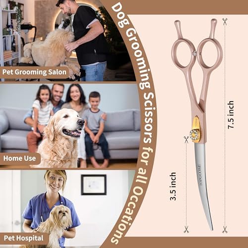 Professional Curved Dog Grooming Scissors 7.5'' 440C Stainless Steel Pet - Image 2