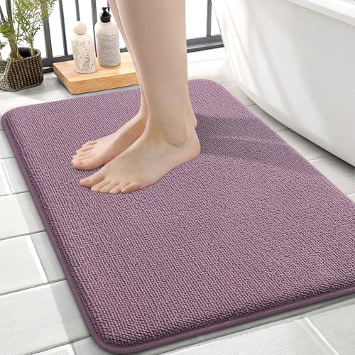 OLANLY Memory Foam Small Bathroom Rugs 24x16, Absorbent Bath Mat, Deep Plum by OLANLY