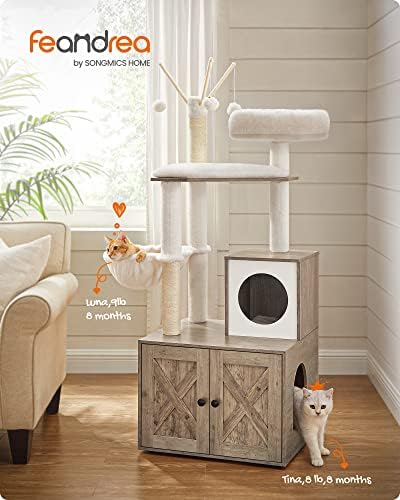 Feandrea Cat Tree with Litter Box Enclosure, 2-in-1 Condo - Image 2