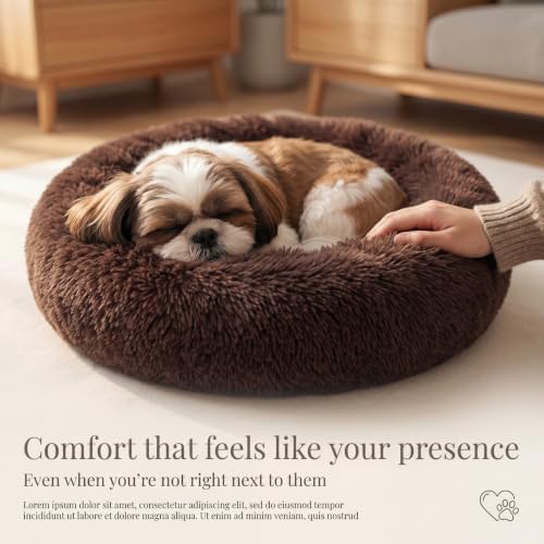 nononfish Small Dog Bed, Soft Calming Donut Sleeping Pet Bed - Image 2