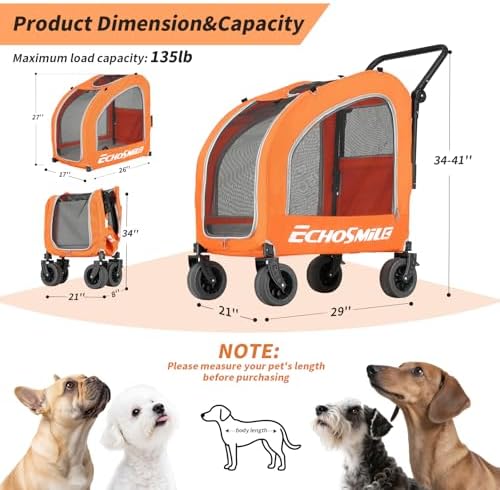 EchoSmile 4-Wheel Pet Stroller for Dogs & Cats - Image 2