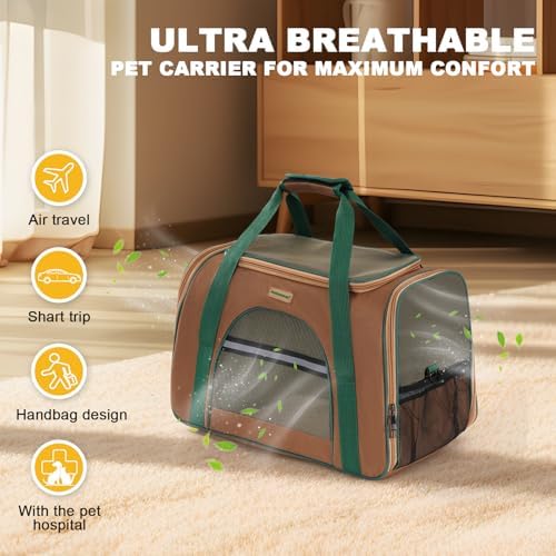 Soft-Sided Pet Carrier for Cats & Small Dog 10 LBS Brown Fabric Pet Home - Image 3