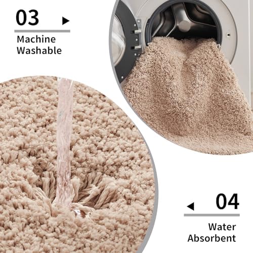 Disolla Beige Bathroom Runner Rug 24x70, Plush Extra Large Bath Mat - Image 5