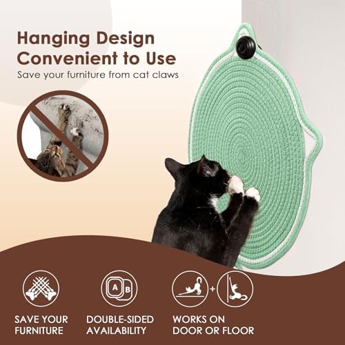 Natural Cotton Rope Cat Scratch Pad, 15.7'' Round Horizontal Floor Cat - Image 4