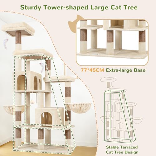 Globlazer 74in Large Sturdy Cat Tree - Image 5
