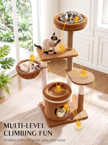 52" Cat Tree Tower for Large Cats, Modern Corduroy, Stable Base - Image 5