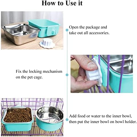 Dog Crate Bowl, Hanging Stainless Steel Removable Pet Crate Water & Food Bowls - Image 5