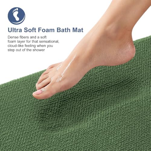 OLANLY Memory Foam Bathroom Runner Rugs 70x24, Long Bath Mats, Olive Green - Image 2