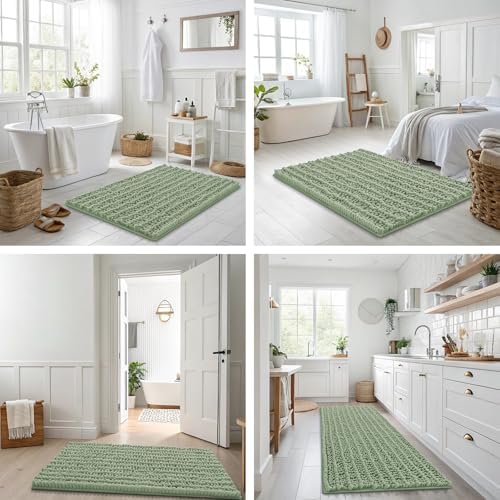 Smiry Bathroom Rugs 59X35, Extra Soft Rubber Backing Chenille Bath Mats - Image 6